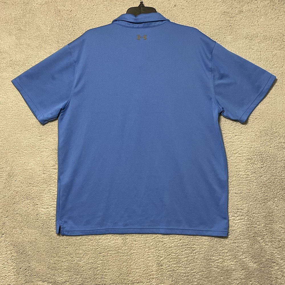 Under Armour HeatGear Polo Shirt Blue Loose Fit 2XL Golf Athletic Mens - Picture 10 of 14